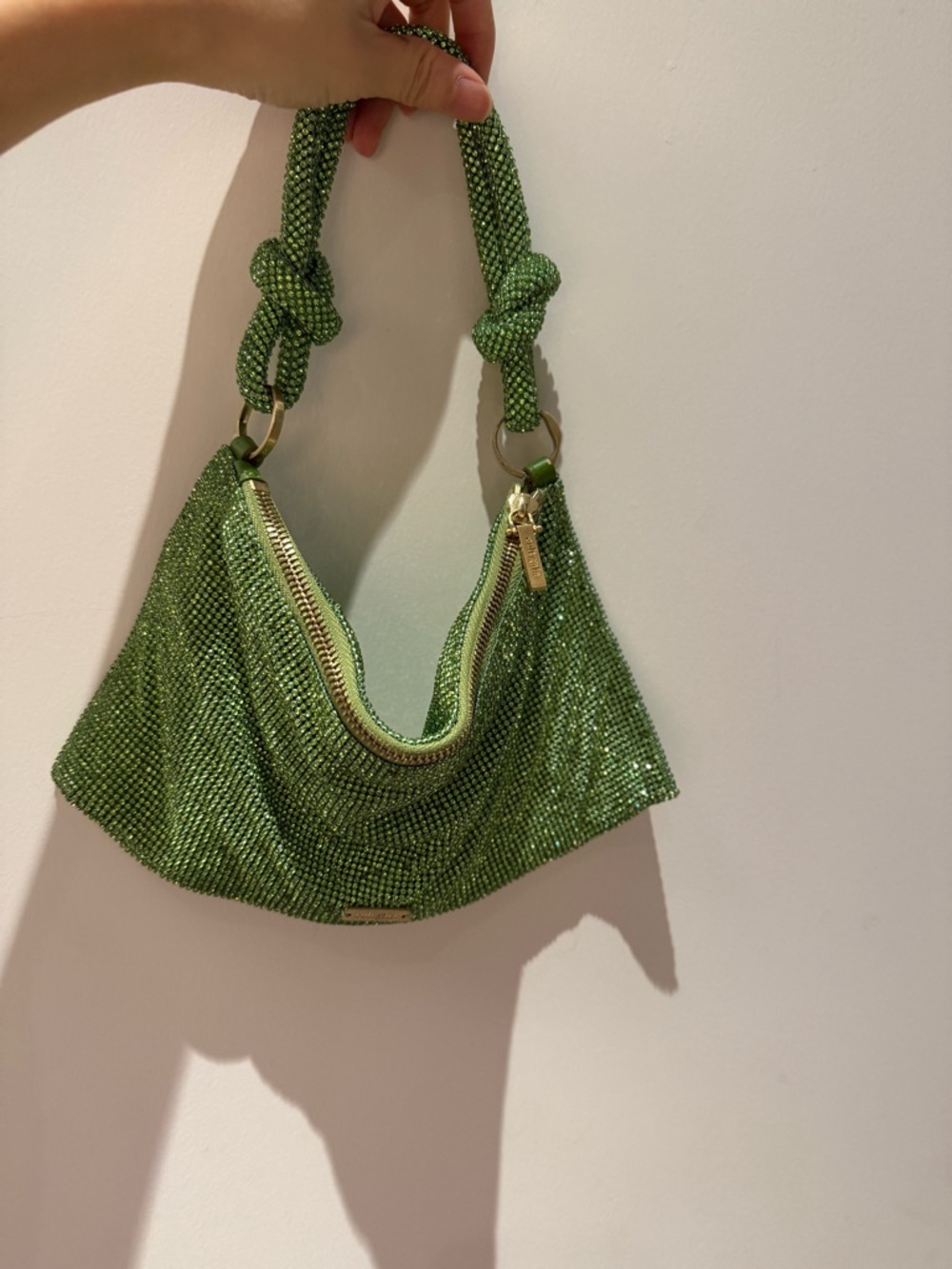 cult gaia Lime Crystal Mesh Knot-Handle Shoulder Bag - Picture 4 of 15